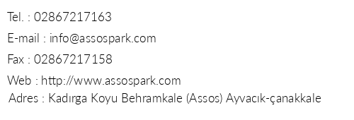 Assos Park Hotel telefon numaralar, faks, e-mail, posta adresi ve iletiim bilgileri